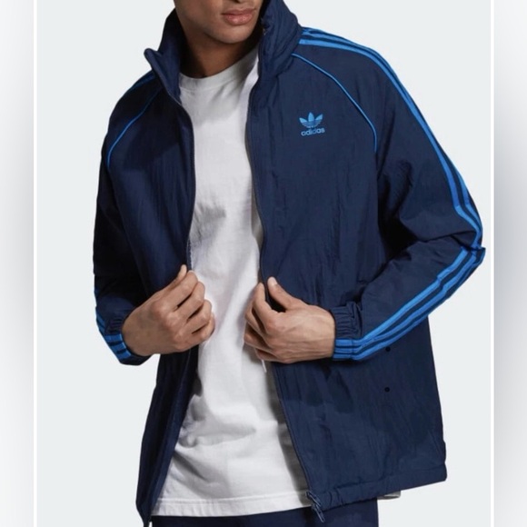 Men’s Adidas Jacket windbreaker Xl Navy and royal blue. - Picture 1 of 7